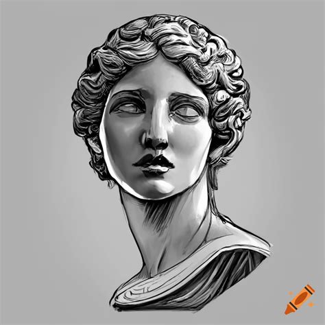 Sketch of a pensive female greek bust on Craiyon