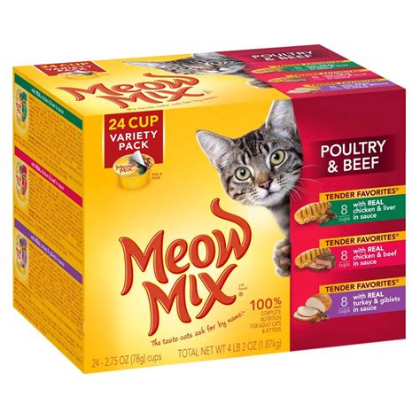 Meow Mix Tender Favorites Poultry & Beef Variety Cat Food - 24 Pack (2.75 oz each) | Wet cat ...