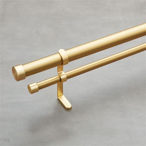 Brushed Brass Double Rod Curtain Rod Set 28"-48" | CB2