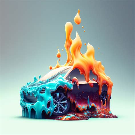 Premium Photo | 3d rendering of car melting