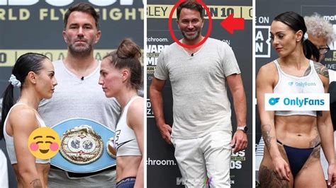 Eddie Hearn blushes as busty female boxer weighs in topless - World Boxing News