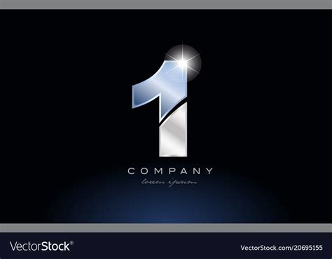 Metal blue number 1 one logo company icon design Vector Image