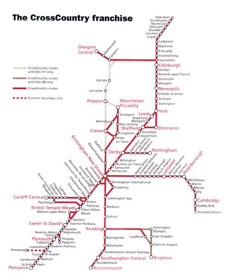 Cross Country train / rail maps