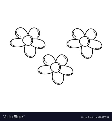 Cute flowers cartoons in black and white Vector Image