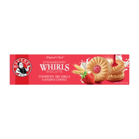 Bakers Strawberry & Vanilla Flavoured Whirl Biscuits 200g | Biscuits ...