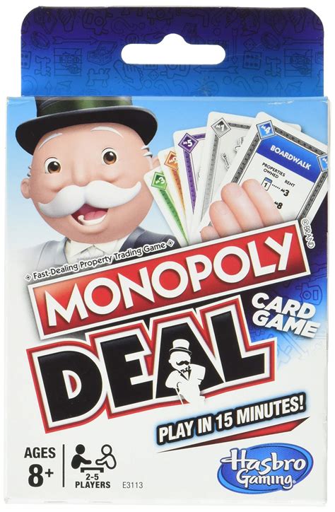 Monopoly Deal Quick-Playing Card Game for Families, Kids Ages 8 and Up and 2-5 Players ...