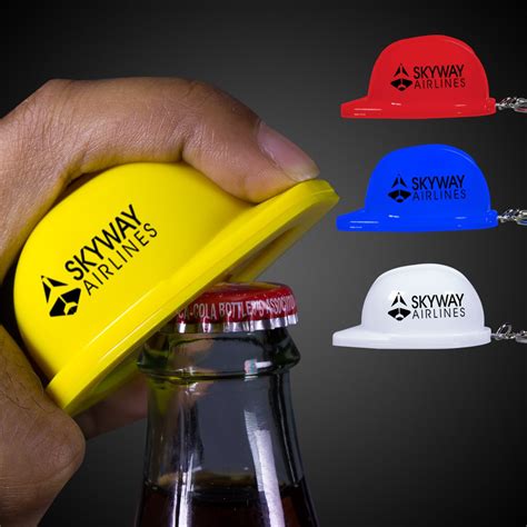 Plastic Construction Hat Bottle Opener Key Chains