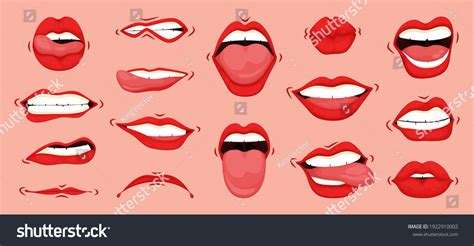 Cartoon Cute Mouth Expressions Facial Gestures Stock Vector (Royalty Free) 1922910002 | Shutterstock