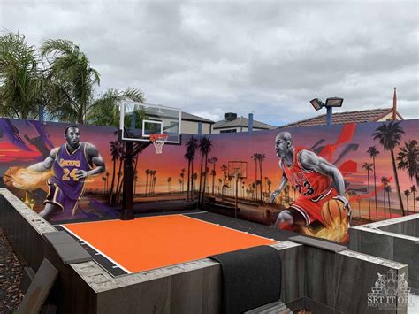 3d Abstract Basketball Court Mural - Graffiti Artist Melbourne