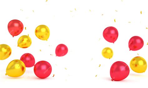 Premium Photo | Golden and red balloons floating with confetti isolated for happy birthday ...