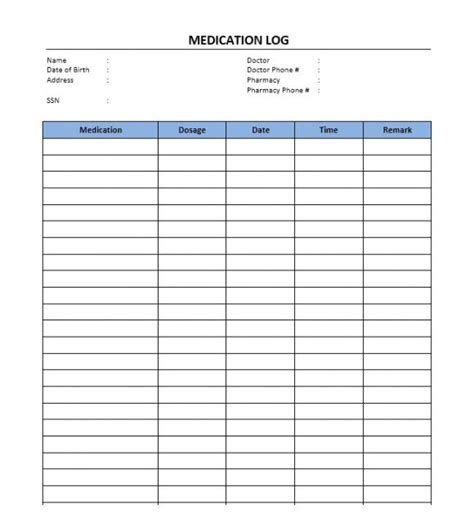 Blank Medication List Templates (5 Di 2020 Inside Controlled Substance ...