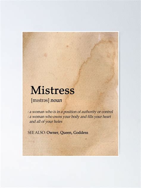 "Mistress Dictionary Definition " Poster for Sale by Sinup-Studio ...