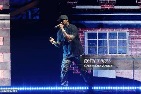 50 Cent performs at Qudos Bank Arena on December 08, 2023 in Sydney ...