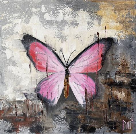 LIGHT AND DARKNESS - butterfly abstract art oil painting on canvas butterfly painting wall decor ...