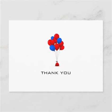 Red & Blue Balloons - Thank You Post Card | Zazzle