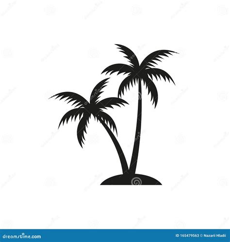 Black Vector Single Palm Tree Silhouette Icon. Stock Vector ...