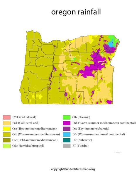 Oregon Rainfall Map | Rainfall Map of Oregon