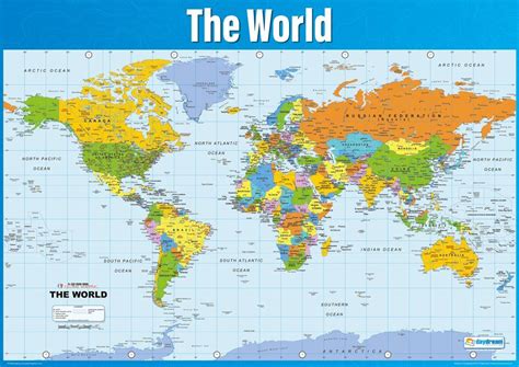 World map geography posters 850mm x 594mm a1 geography classroom ...