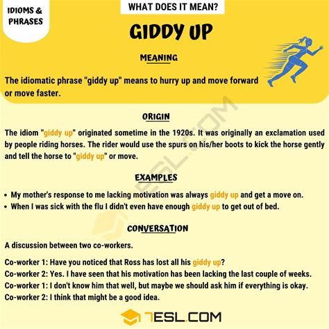 Giddy Up Meaning, Origin and Examples • 7ESL