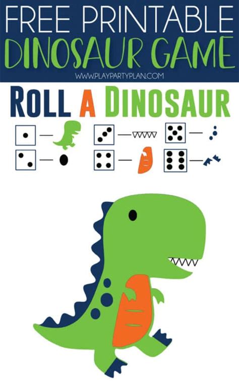 Free Printable Roll the Dinosaur Game - Play Party Plan