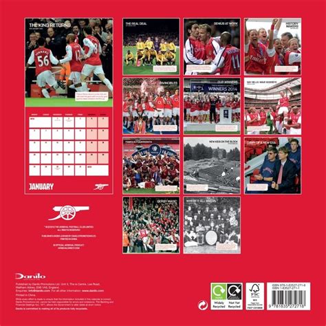 Arsenal FC 2025 Legends Square Wall Calendar | Footymania UK