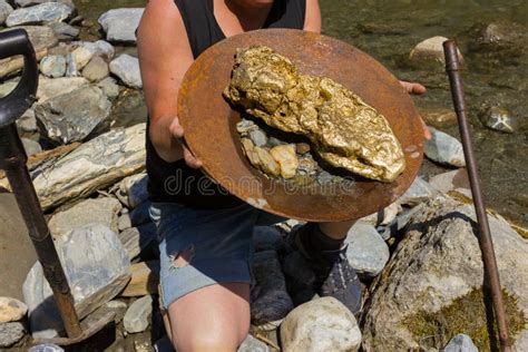 Gold Nugget Mining from the River Stock Image - Image of aged ...