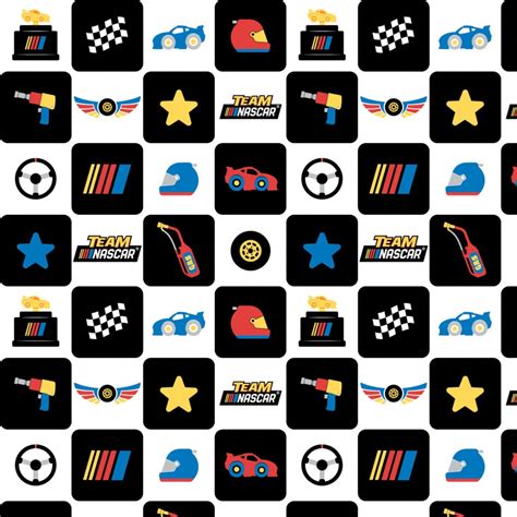 NASCAR Cotton Fabric by the Yard Race Car Blocks Multi Camelot 39210102 ...