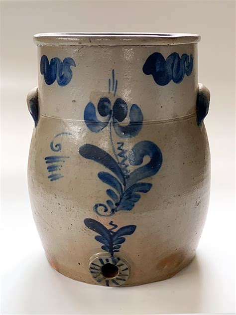 Antique Blue Decorated Stoneware Crocks