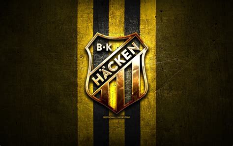 Download wallpapers Hacken FC, golden logo, Allsvenskan, yellow metal ...