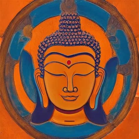 centered tibetan buddha, symmetric face, with butter... | OpenArt