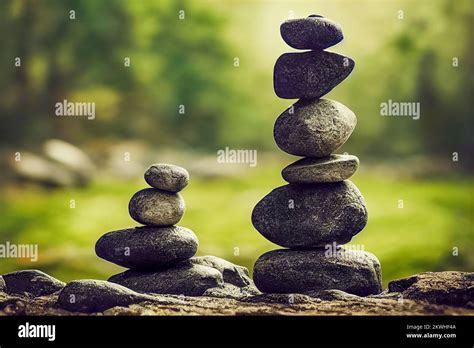 zen stones in the garden illustration Stock Photo - Alamy