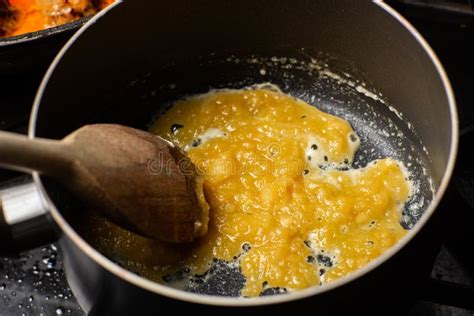 Cooking Sauce from Butter and Flour. Add Flour To Melted Butter Stock Image - Image of french ...