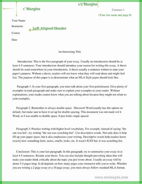 Mla 5 Paragraph Essay format Fresh Mla Style Sample Essay format ...