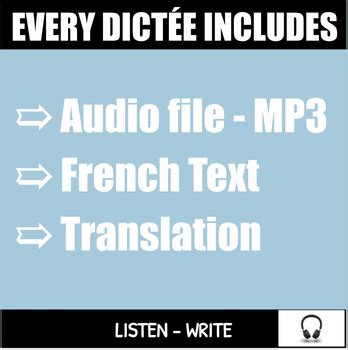 French Dictée Exercises - Upper Beginner Level | TPT