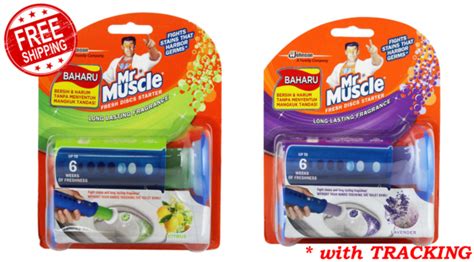 MR MUSCLE Lavender Citrus Toilet Bowl Cleaner Fresh Disc Starter Kit Stick On | eBay