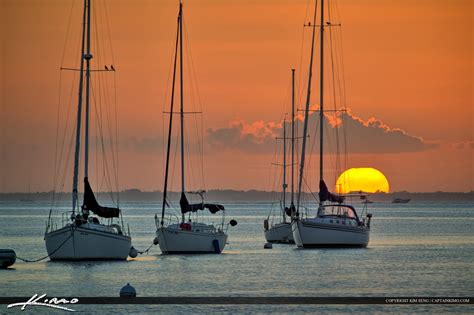 Sailboat Sunset at Biscayne Bay Crandon Park Marina