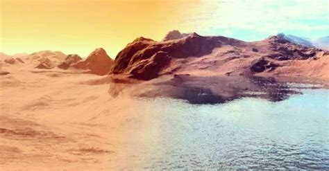 an artist's rendering of the surface of mars with mountains in the foreground