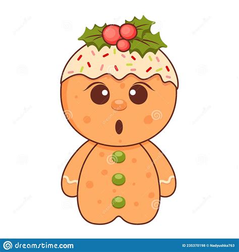 Cute Merry Christmas Gingerbread Man. Vector Illustration. Stock Vector - Illustration of treats ...