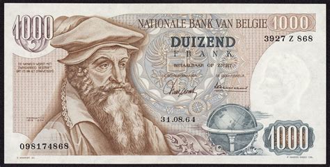 Belgium 1000 Francs banknote 1964 Gerardus Mercator|World Banknotes ...