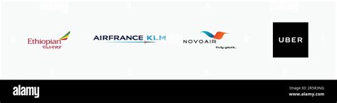UBER BLACK logo, ETHIOPIAN AIRLINES logo, NOVOAIR Logo, AIR FRANCE KLM Logo, Editorial vector ...