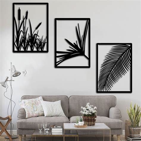 3 Pieces Reed wooden Wall Art, Nature Wall Art, Bedroom Wall Art, Home Decoration, Office Decor ...