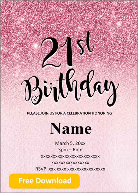 FREE Printable 21st birthday invitations Templates | Party Invitation