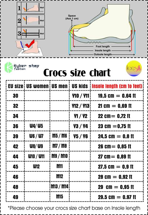 Crocs Printable Size Chart