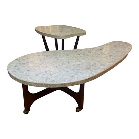 1960s Harvey Probber Terrazzo and Walnut Coffee Table and Side Table on ...