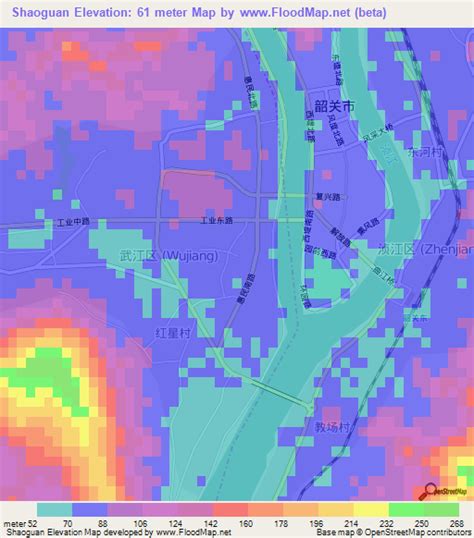 Elevation of Shaoguan,China Elevation Map, Topography, Contour