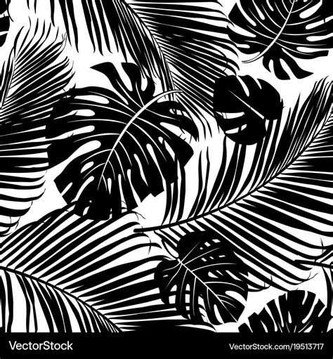 Seamless pattern palm tree leaves Royalty Free Vector Image