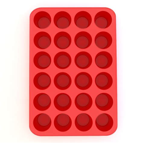 Silicone Mini Muffin Pan and Cupcake Maker 24 Cup, Red, Plus Muffin ...