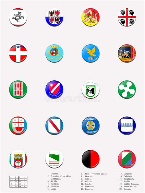 Italy Regions Flag Balls/stamps Stock Images - Image: 25670974