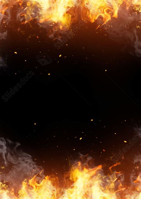 Fire With A Realistic Orange Flame Page Border Background Word Template And Google Docs For Free ...