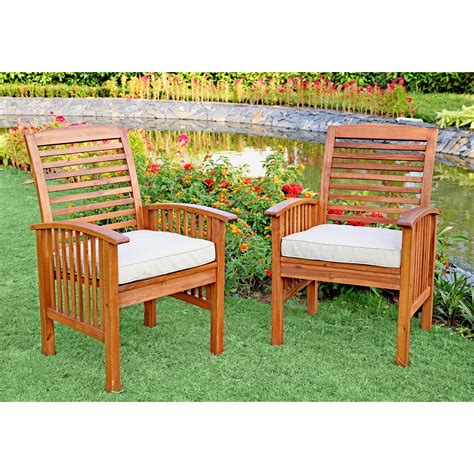 Acacia Wood Patio Chairs (Set of 2) - Overstock Shopping - Big Discounts on Dining Chairs